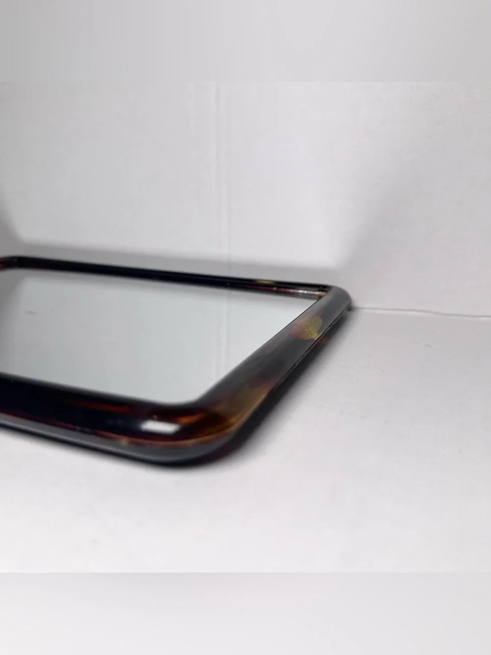 VTG Rare 70s Tortoiseshell Vanity Tabletop Hollywood Regency MCM MIRROR 7x9.25”